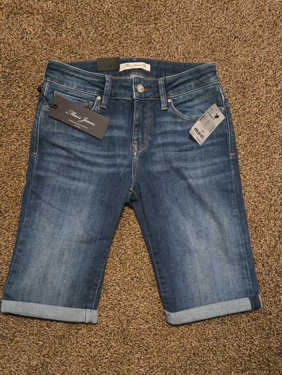 Mavi Pants - Mavi Medium Blue Rolled Cuff Denim Bermuda Shorts